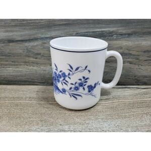 Arcopal France Blue Blooms Coffee Cup Tea Mug White Glass